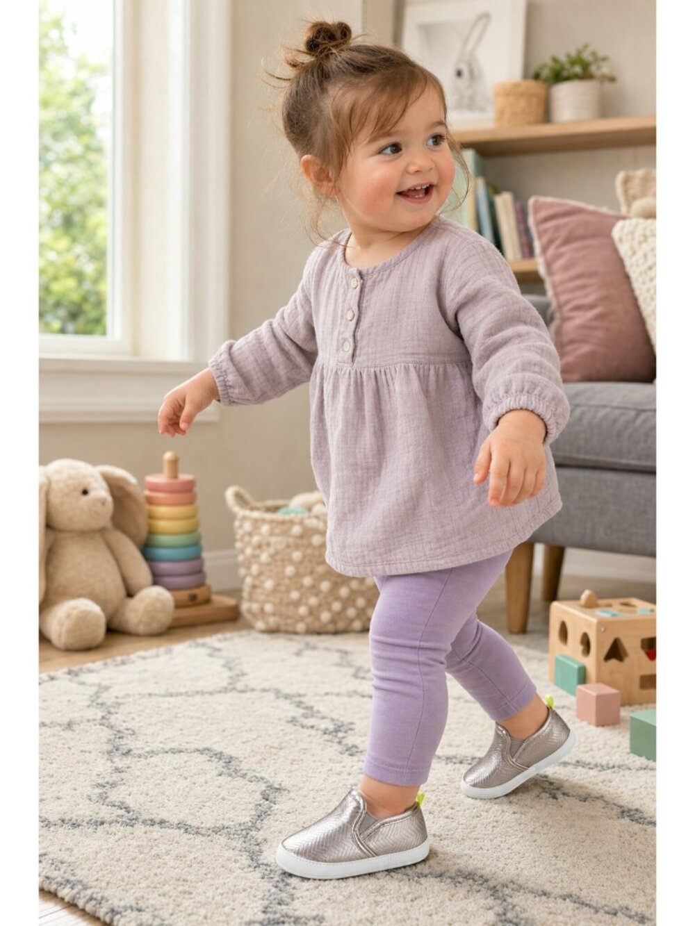 Stepping Stones by First Steps Baby Girl Metallic Slip-On Soft Sole Shoes 9-12M